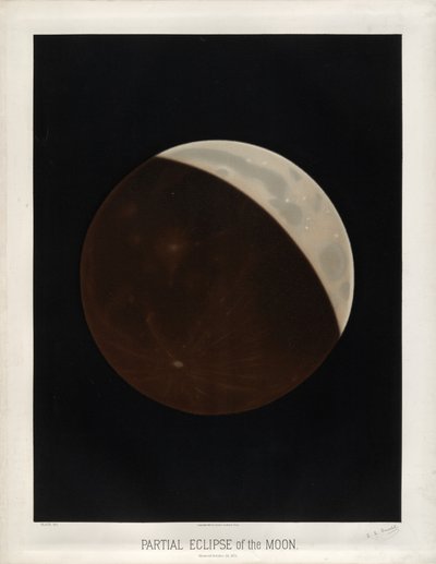 Partial Eclipse of the Moon. Observed October 24, 1874. (Plate VII of The Trouvelot Astronomical Drawings 1881) by Étienne Léopold Trouvelot